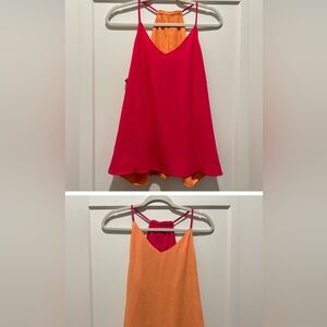 EXPRESS two sided reversible cami top pink and coral orange